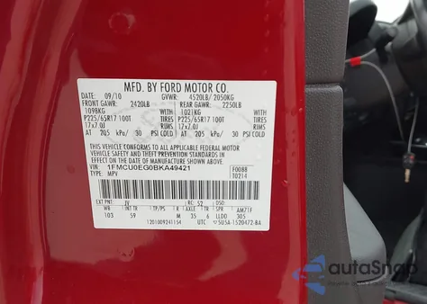 2011 Ford Escape Limited from USA, damaged, VIN 1FMCU0EG0BKA49421